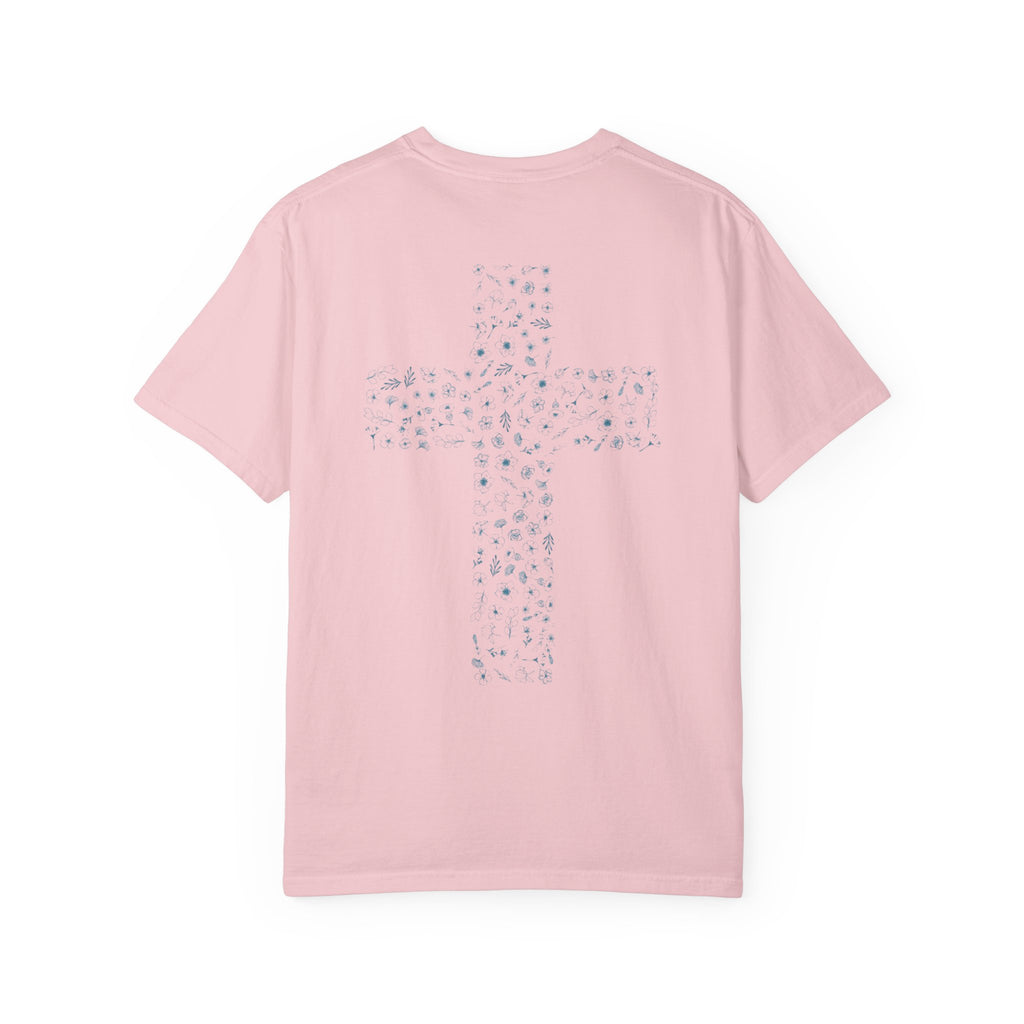 Held By Grace T-Shirt — Floral Cross Back Christian Tee