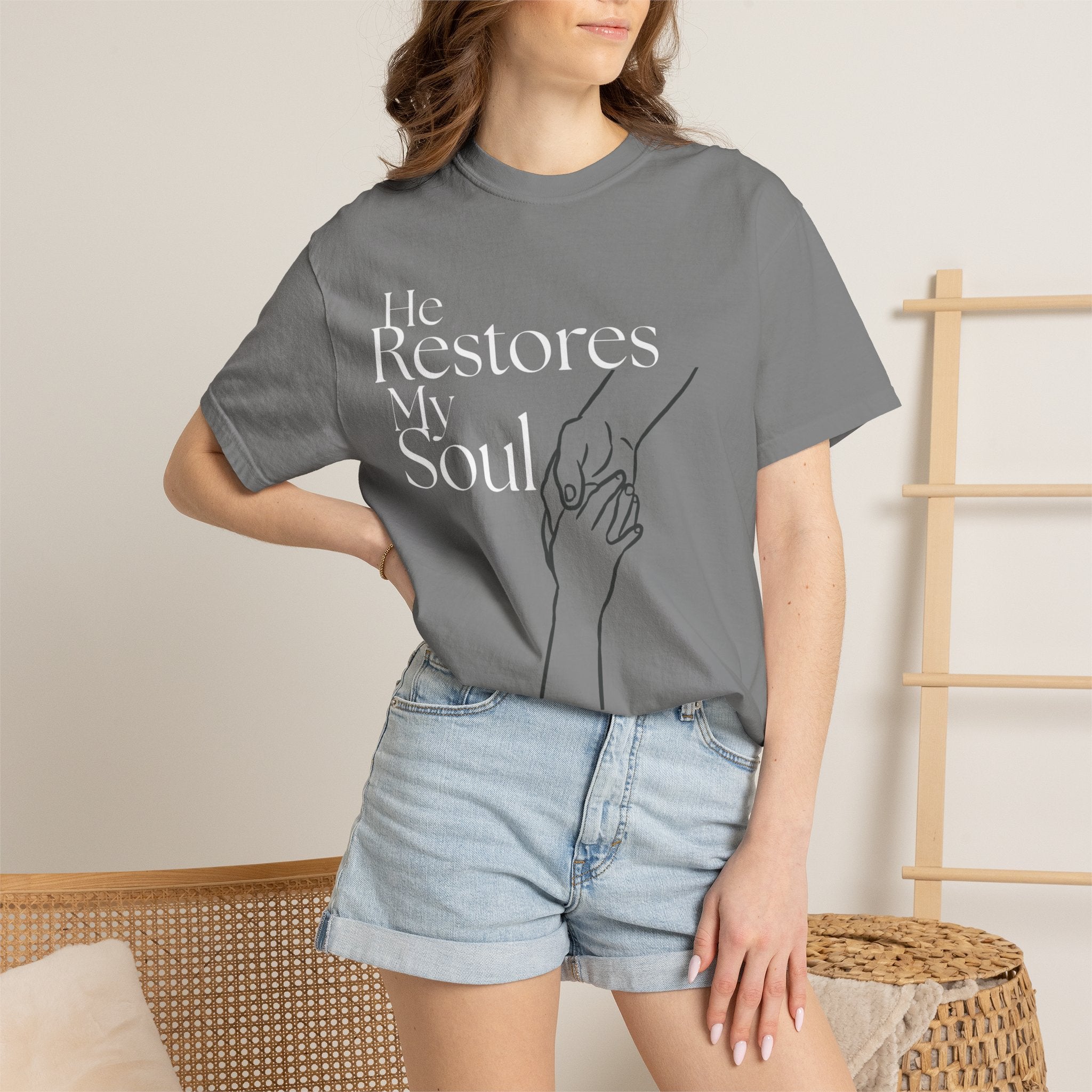 He Restores My Soul T-Shirt — Faith-Based Inspirational Graphic Tee
