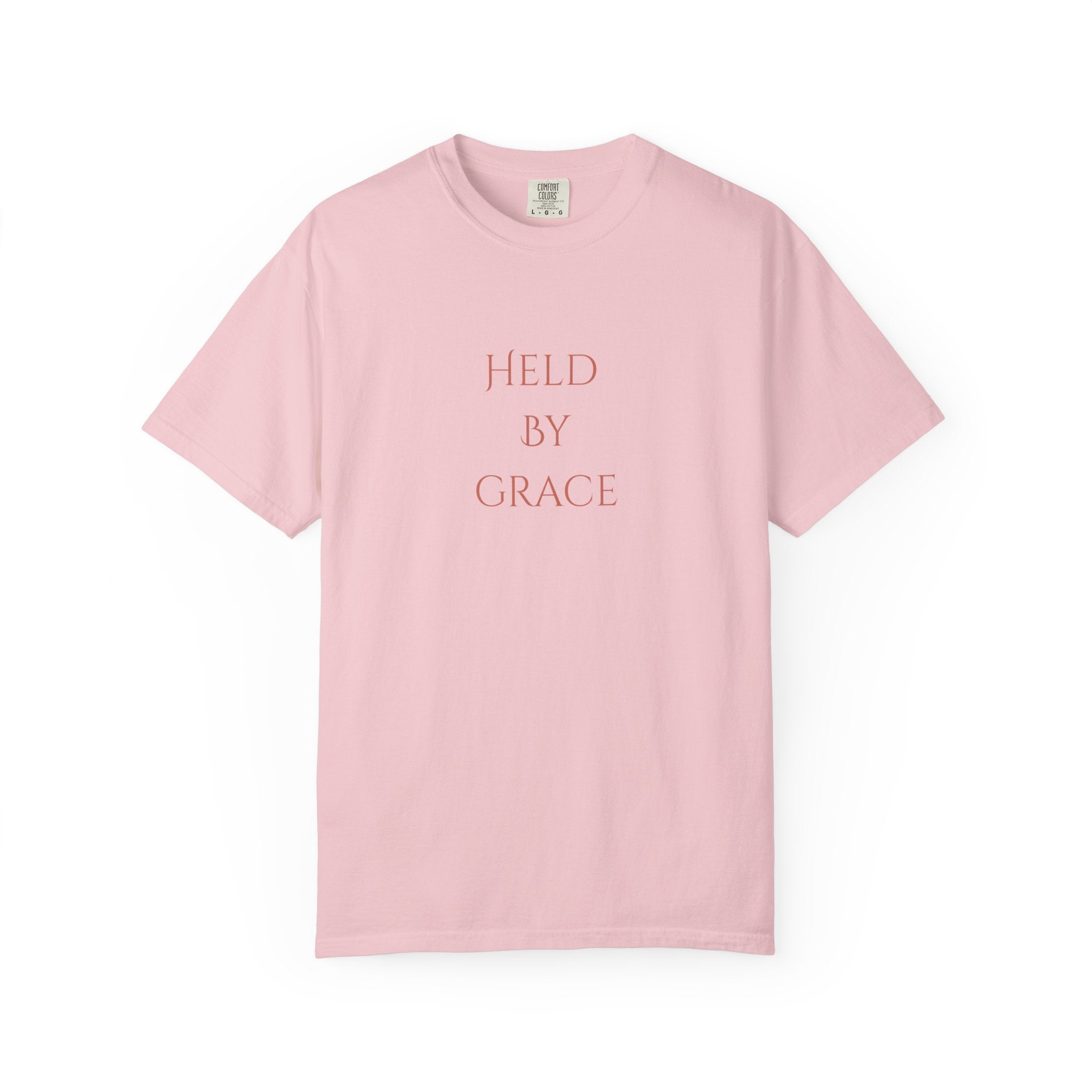 Held By Grace T-Shirt — Floral Cross Back Christian Tee