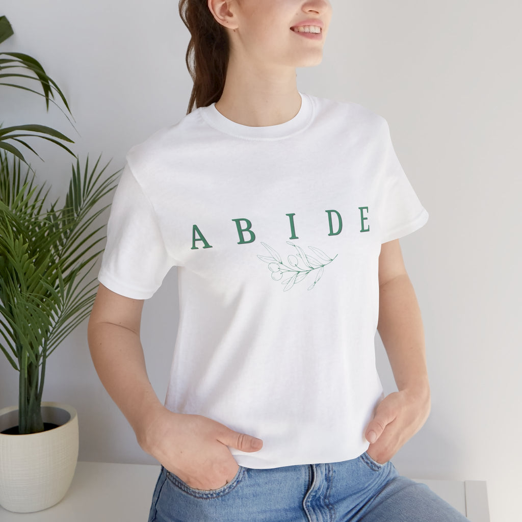 Abide Floral Tee — Minimalist Christian Graphic T‑Shirt