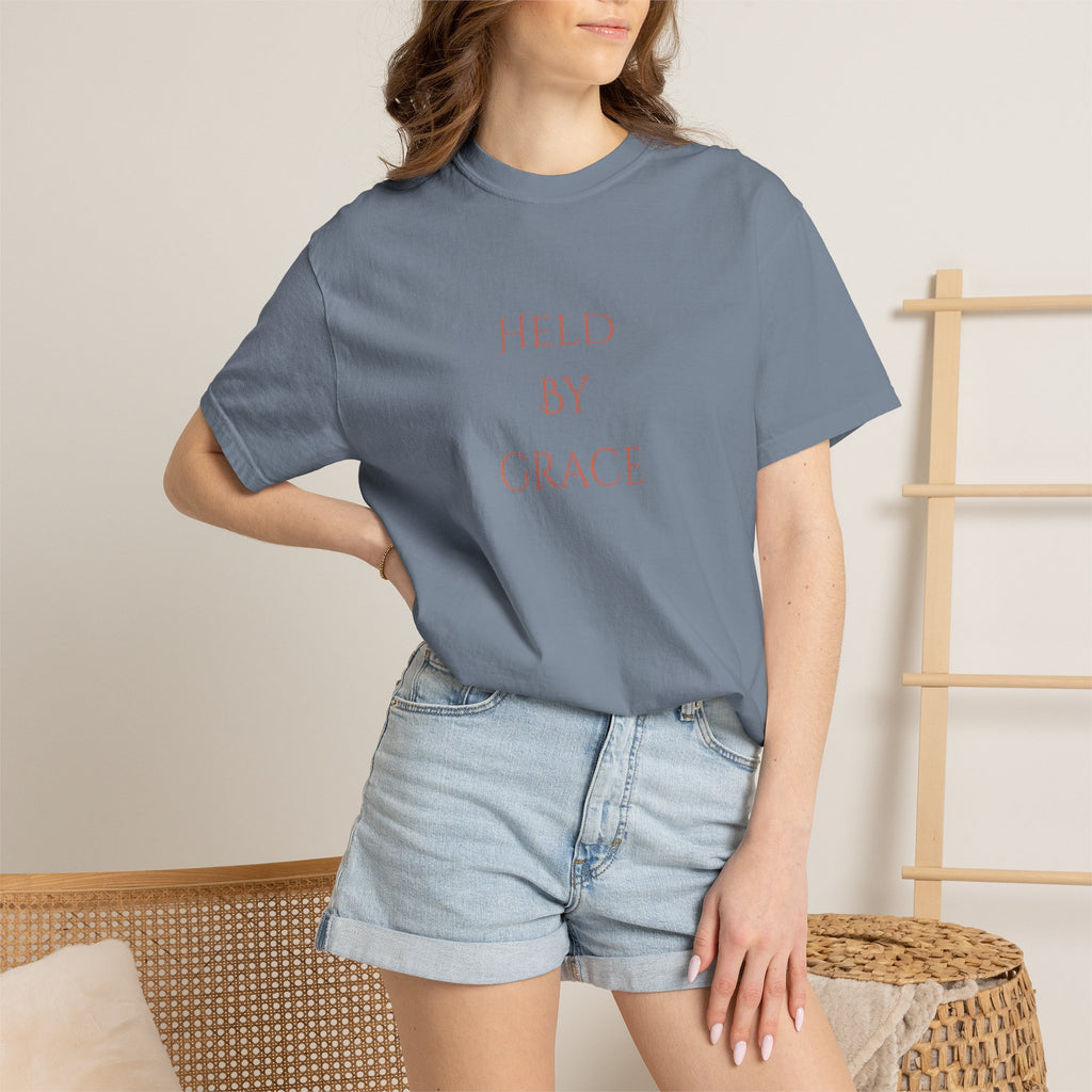 Held By Grace T-Shirt — Floral Cross Back Christian Tee