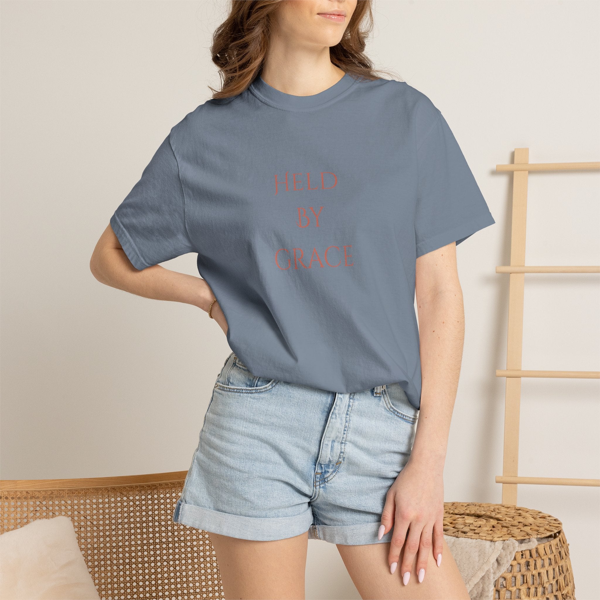 Held By Grace T-Shirt — Floral Cross Back Christian Tee