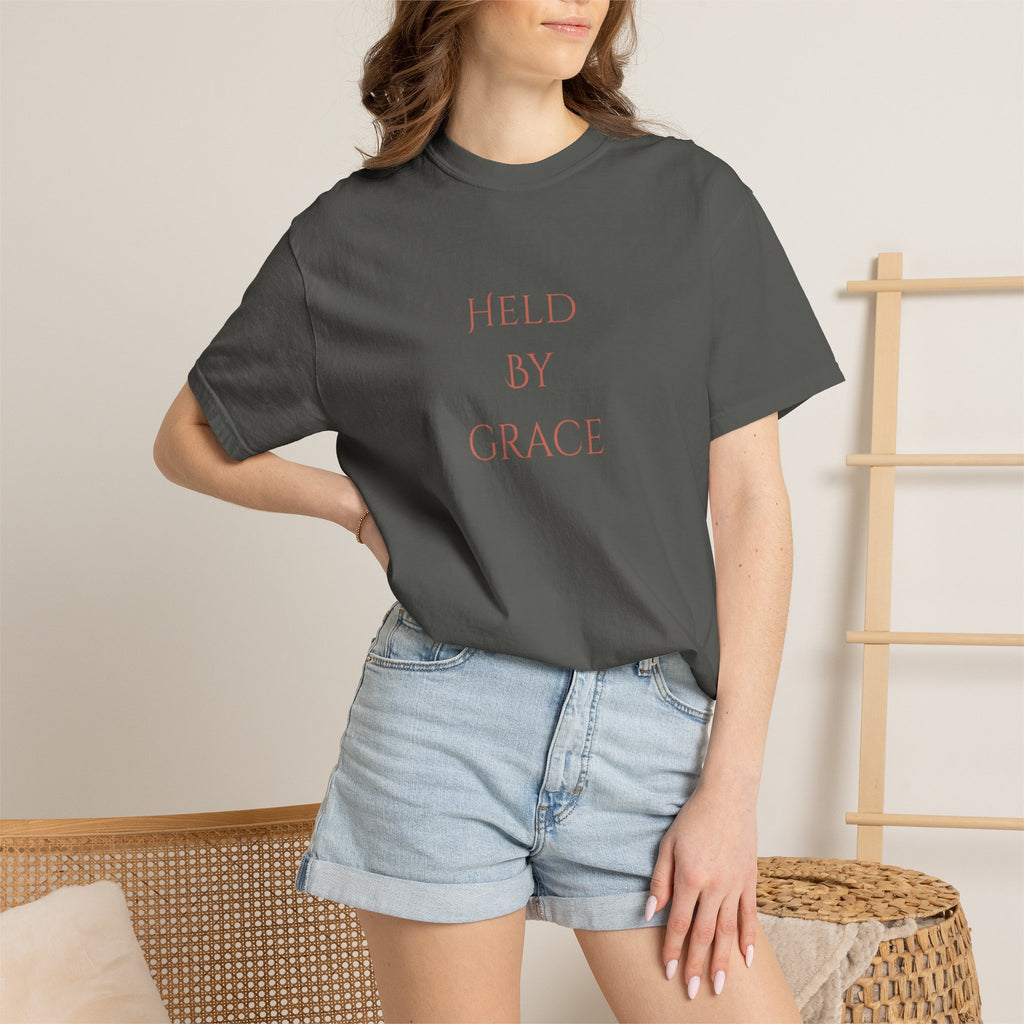 Held By Grace T-Shirt — Floral Cross Back Christian Tee