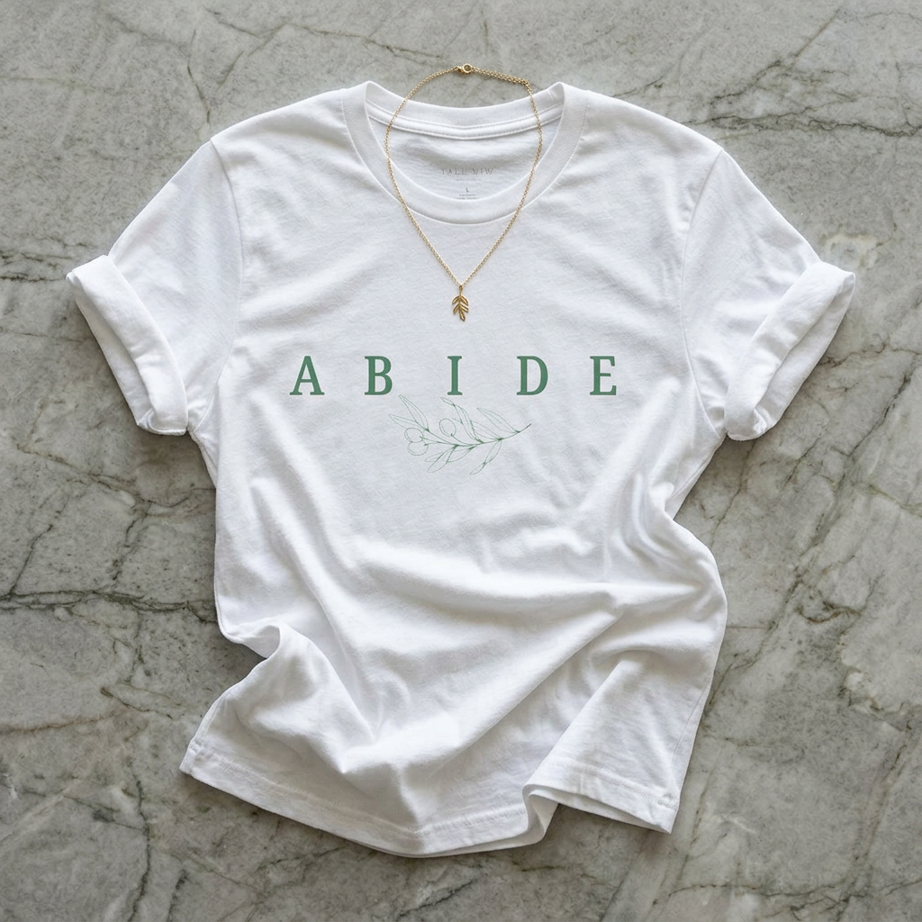 Abide Floral Tee — Minimalist Christian Graphic T‑Shirt