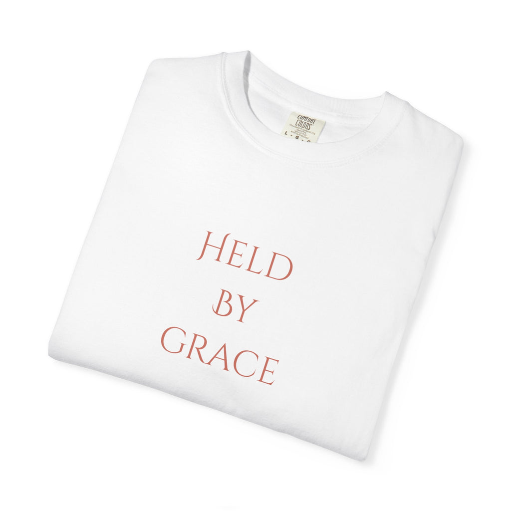Held By Grace T-Shirt — Floral Cross Back Christian Tee