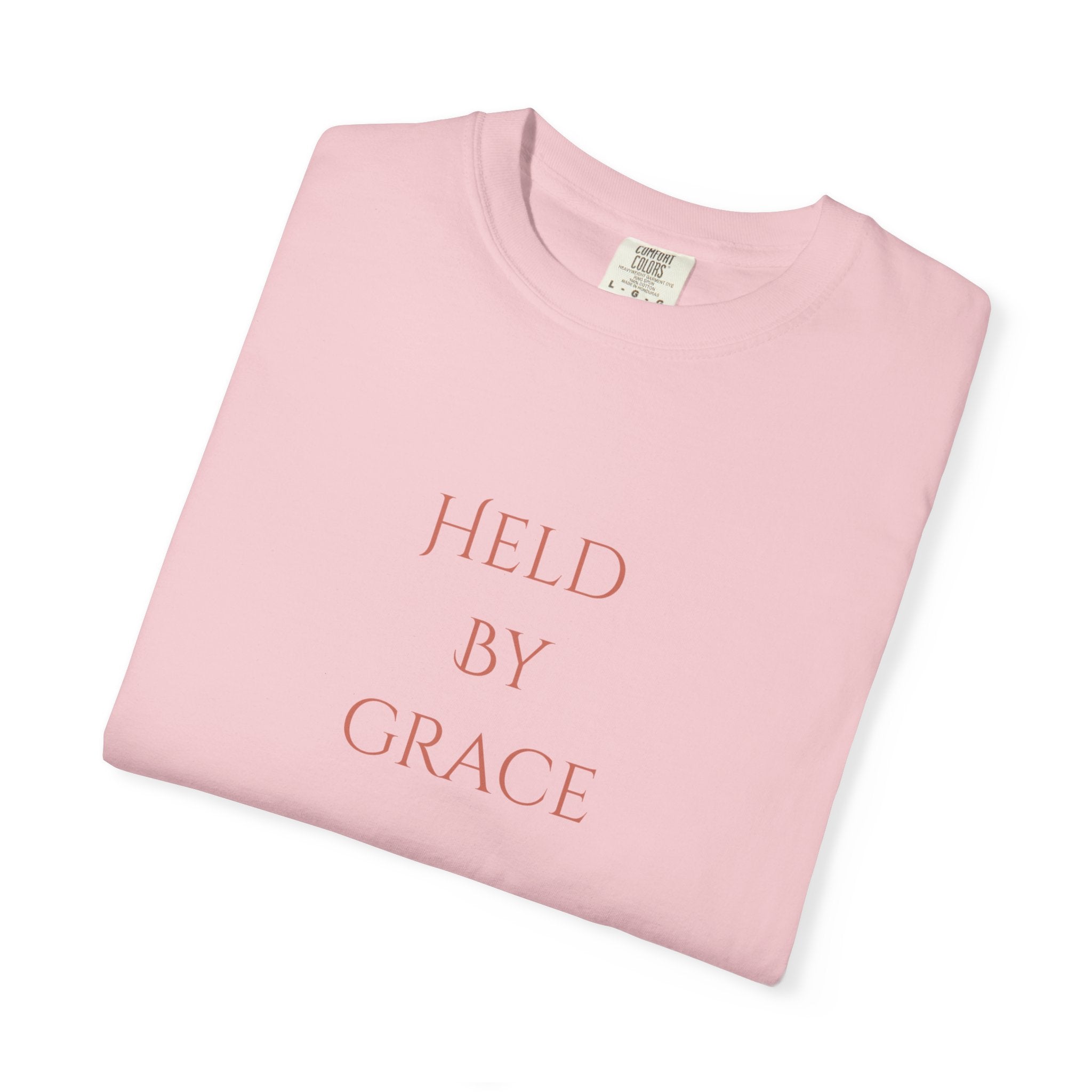 Held By Grace T-Shirt — Floral Cross Back Christian Tee