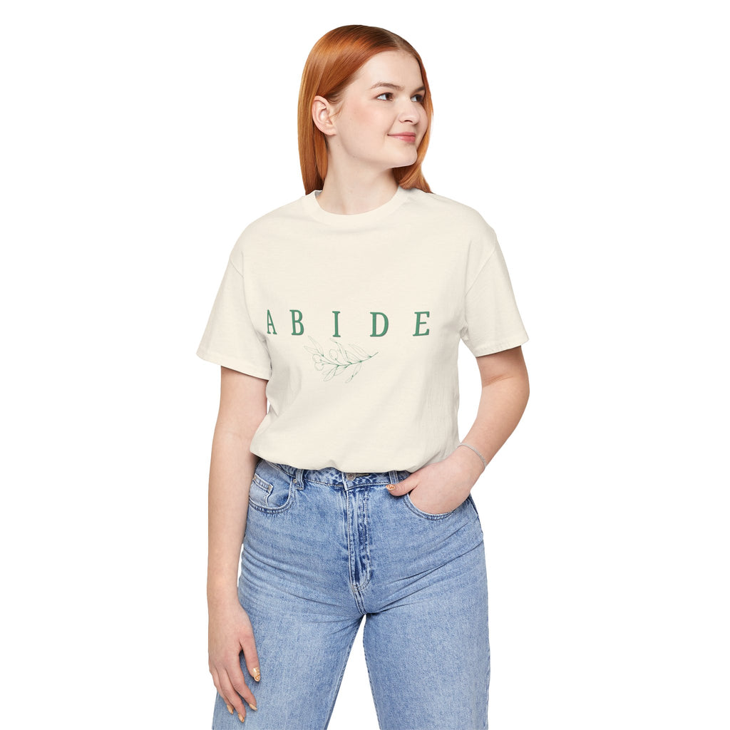 Abide Floral Tee — Minimalist Christian Graphic T‑Shirt