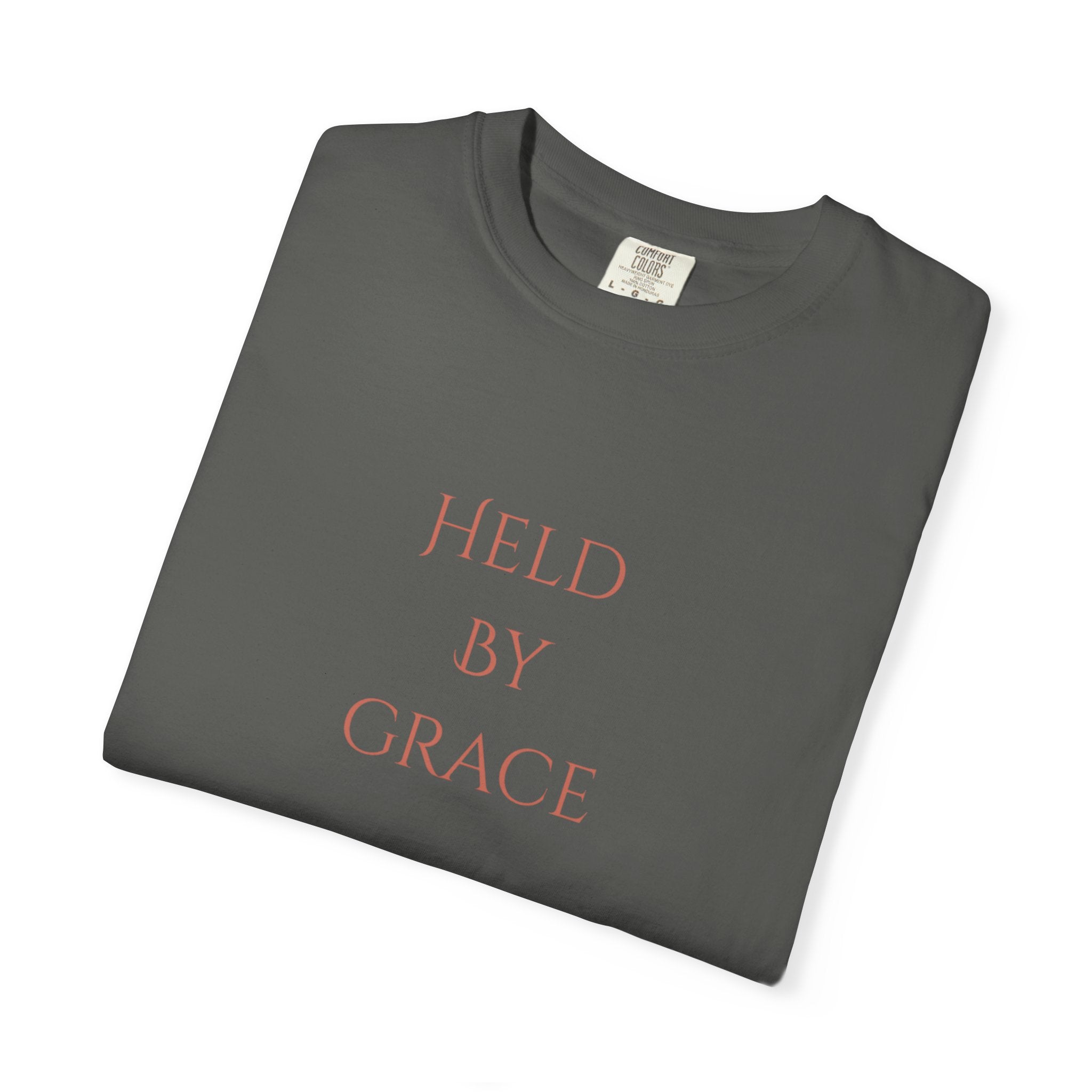 Held By Grace T-Shirt — Floral Cross Back Christian Tee