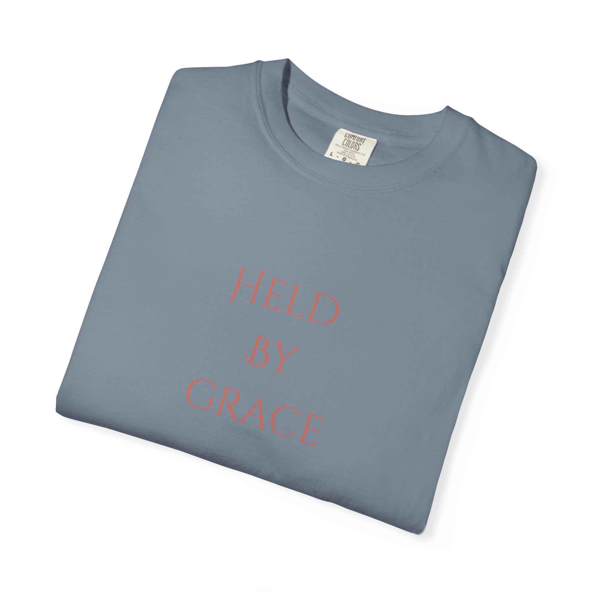 Held By Grace T-Shirt — Floral Cross Back Christian Tee